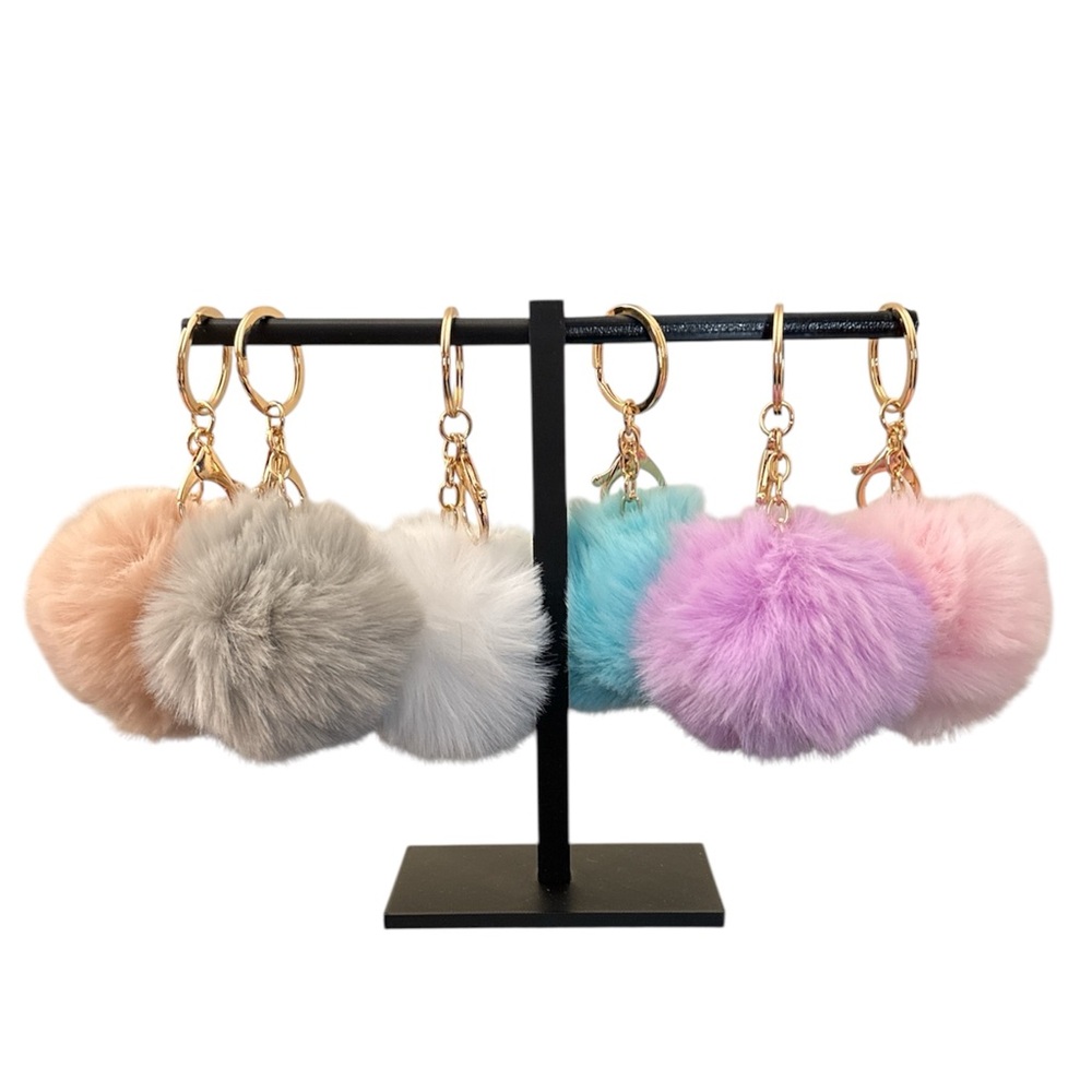 Fluffy Pom Pom Keychains - Pick a Color